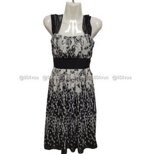 𝅺jolibel Black White Polka Dot Floral Print Dress Size 4 Size 8 -- NWOT